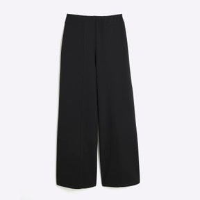 Black Wide Leg Stitch Detail Trousers