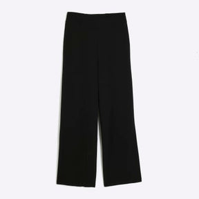 Black Wide Leg Stitch Detail Trousers