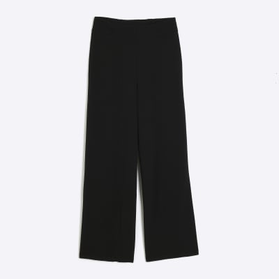 Black Wide Leg Stitch Detail Trousers