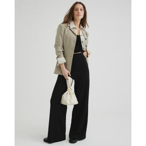 Black Wide Leg Stitch Detail Trousers
