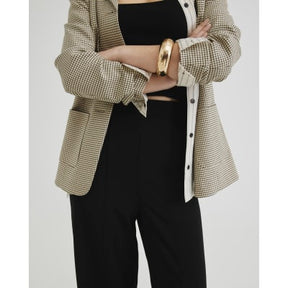Black Wide Leg Stitch Detail Trousers