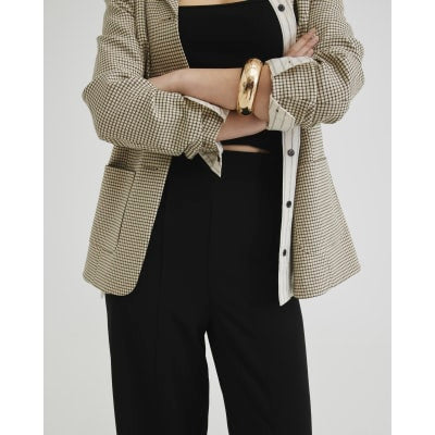 Black Wide Leg Stitch Detail Trousers