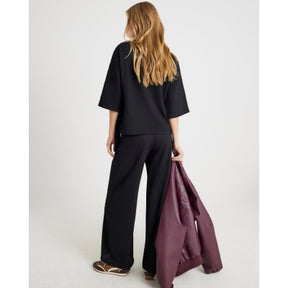 Black wide leg Textured Trousers