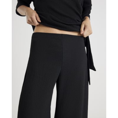 Black wide leg Textured Trousers