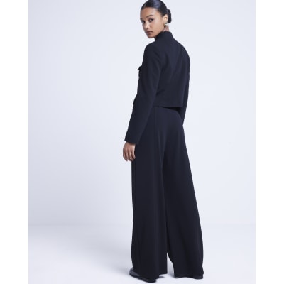 Black wide leg trousers