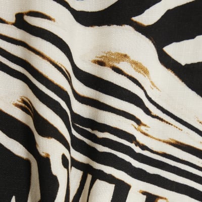 Black Zebra Print Turn Back Cuff T-Shirt