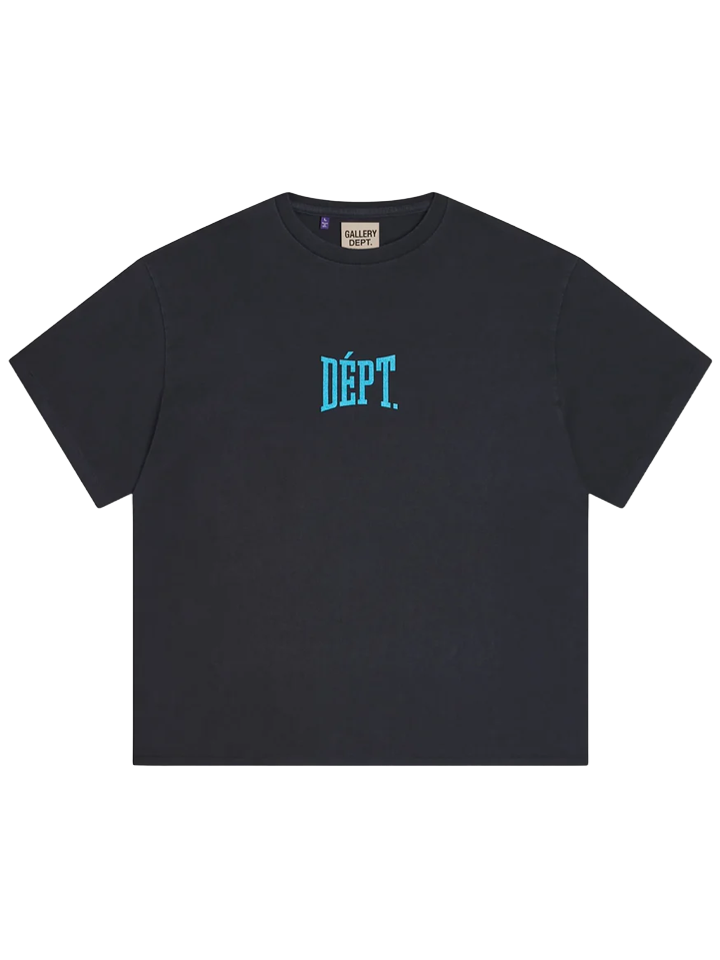 Gallery Dept Dept Gym Blue Logo T-Shirt in Vintage Black