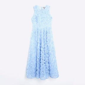Blue 3D Floral Occasion Midi Dress