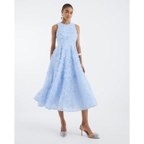 Blue 3D Floral Occasion Midi Dress