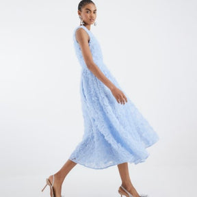 Blue 3D Floral Occasion Midi Dress