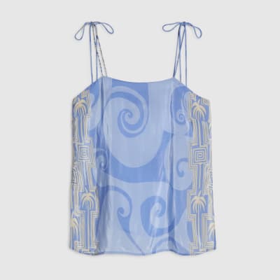 Blue Abstract Palm Print Cami Top
