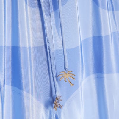 Blue Abstract Palm Print Trousers