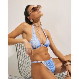 Blue Abstract Print Bikini Bottoms