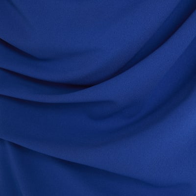 Blue Asymmetric Draped Wrap Midi Dress