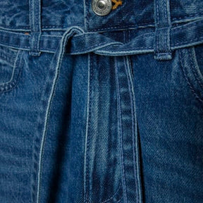 Blue Baggy Wide Leg Tie Waist Jeans