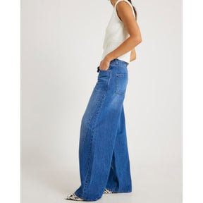 Blue Baggy Wide Leg Tie Waist Jeans
