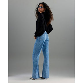 Blue Belted Relaxed Straight Leg Jeans