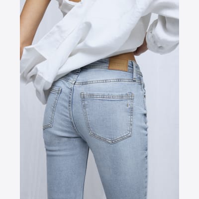 Blue Bootcut Mid Rise Jeans