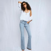 Blue Bootcut Mid Rise Jeans