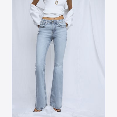 Blue Bootcut Mid Rise Jeans
