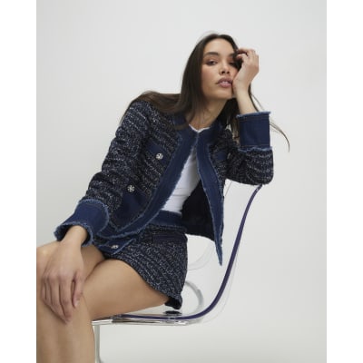 Blue Boucle Denim Jacket
