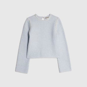 Blue Boucle Embellished Jumper