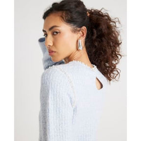 Blue Boucle Embellished Jumper
