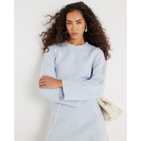 Blue Boucle Embellished Jumper
