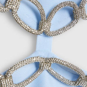 Blue Chain Detail Cut out Mini Dress
