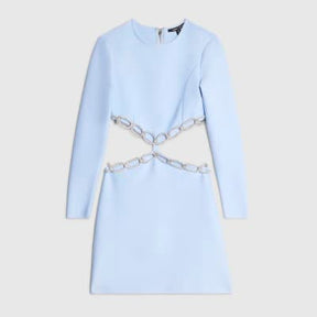 Blue Chain Detail Cut out Mini Dress