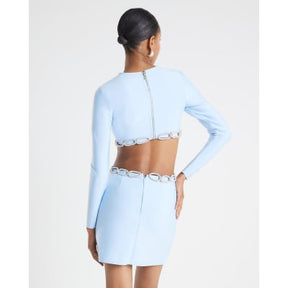 Blue Chain Detail Cut out Mini Dress