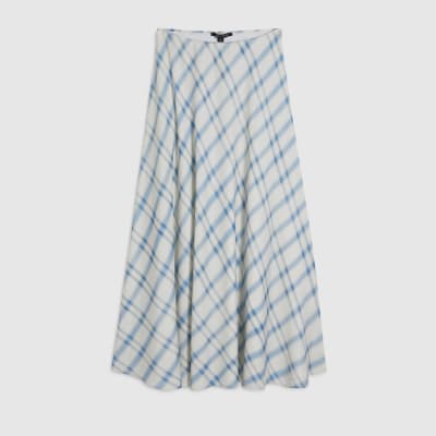 Blue Check Maxi Skirt