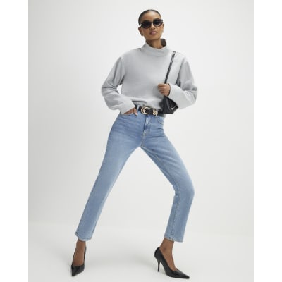 Blue Classic High Waisted Slim Fit Jeans