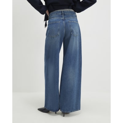Blue Classic Wide Leg Jeans