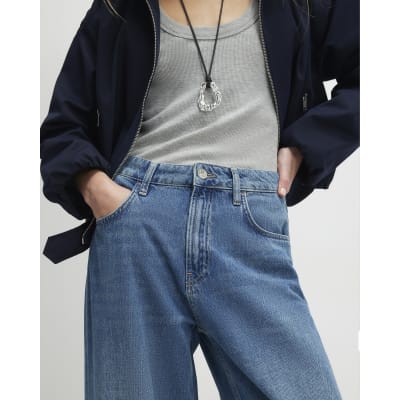 Blue Classic Wide Leg Jeans