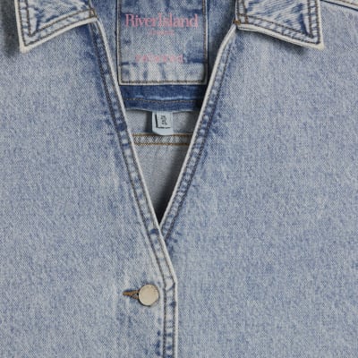 Blue Collared Boxy Denim Shirt