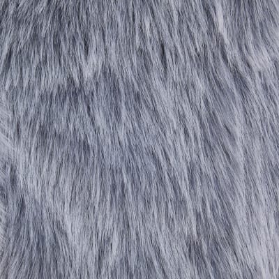 Blue Collarless Faux Fur Coat