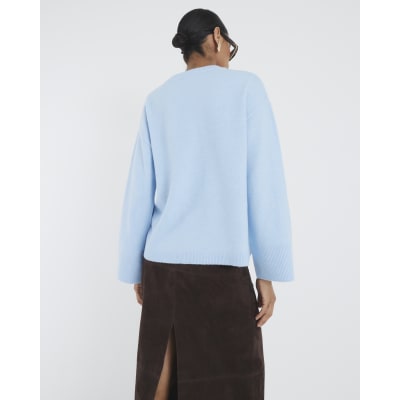 Blue Crew Neck Knitted Jumper