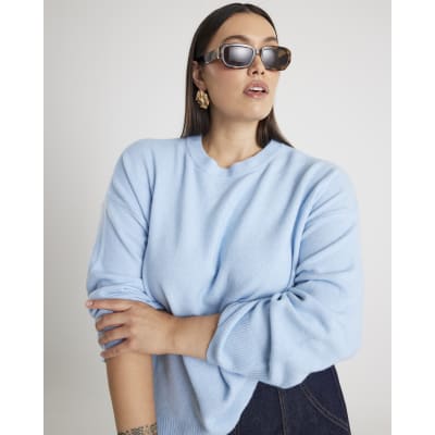 Blue Crew Neck Knitted Jumper
