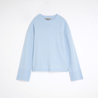 Blue Crew Neck Knitted Jumper