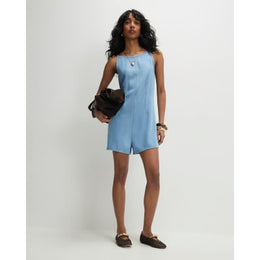 Blue Denim Boat Neck Playsuit