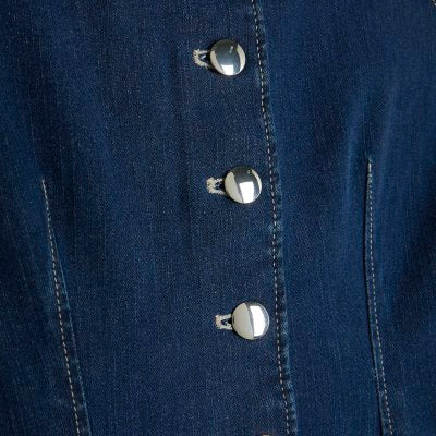 Blue Denim Button Front Midi Dress