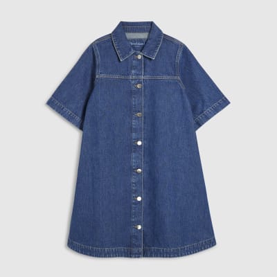 Blue Denim Button Through Mini Dress