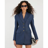 Blue Denim Cinch Waist Blazer