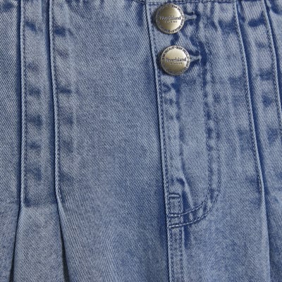 Blue Denim Dart Detail Shorts