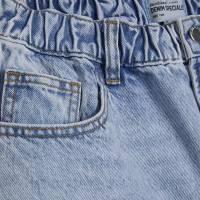 Blue Denim Elasticated A Line Shorts
