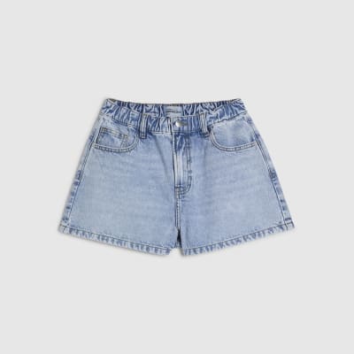 Blue Denim Elasticated A Line Shorts