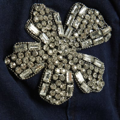 Blue Denim Embellished Bodycon Midi Dress