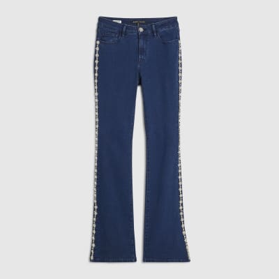 Blue Denim Embellished Bootcut Jeans