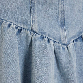 Blue Denim Halter Neck Bow Mini Dress